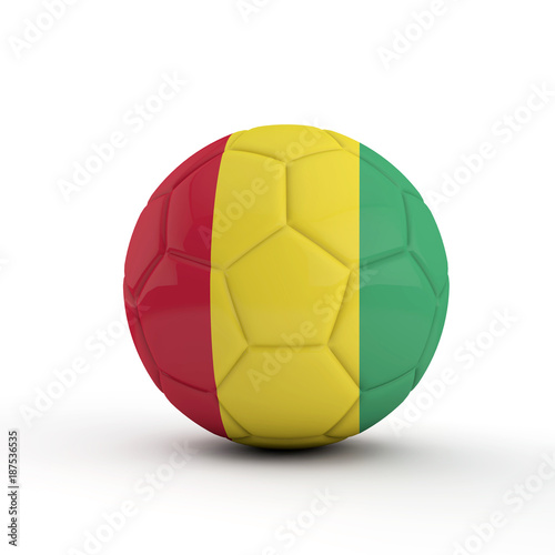 Guinea flag soccer football against a plain white background. 3D Rendering