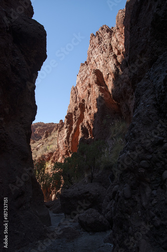 Puerta del Diablo, red rock formation in dry Red Canyon Quebrada de Palmira near Tupiza, Bolivian Andes- Bolivia, South America