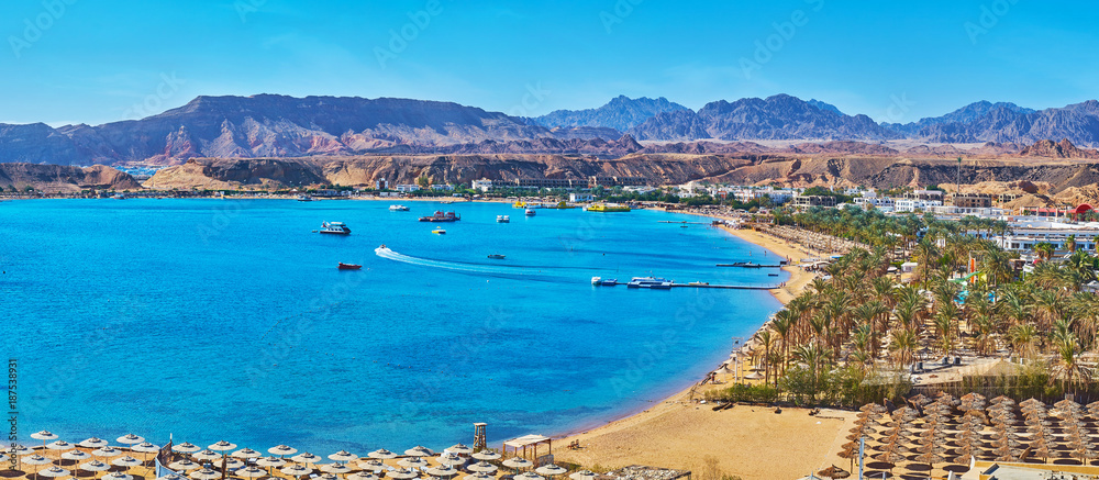 Naklejka premium Panorama plaż El Maya Bay, Sharm El Sheikh, Egipt