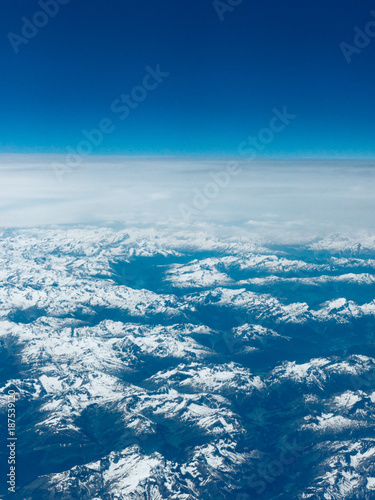 Beautiful aerial landscape view. mountain view from airplane