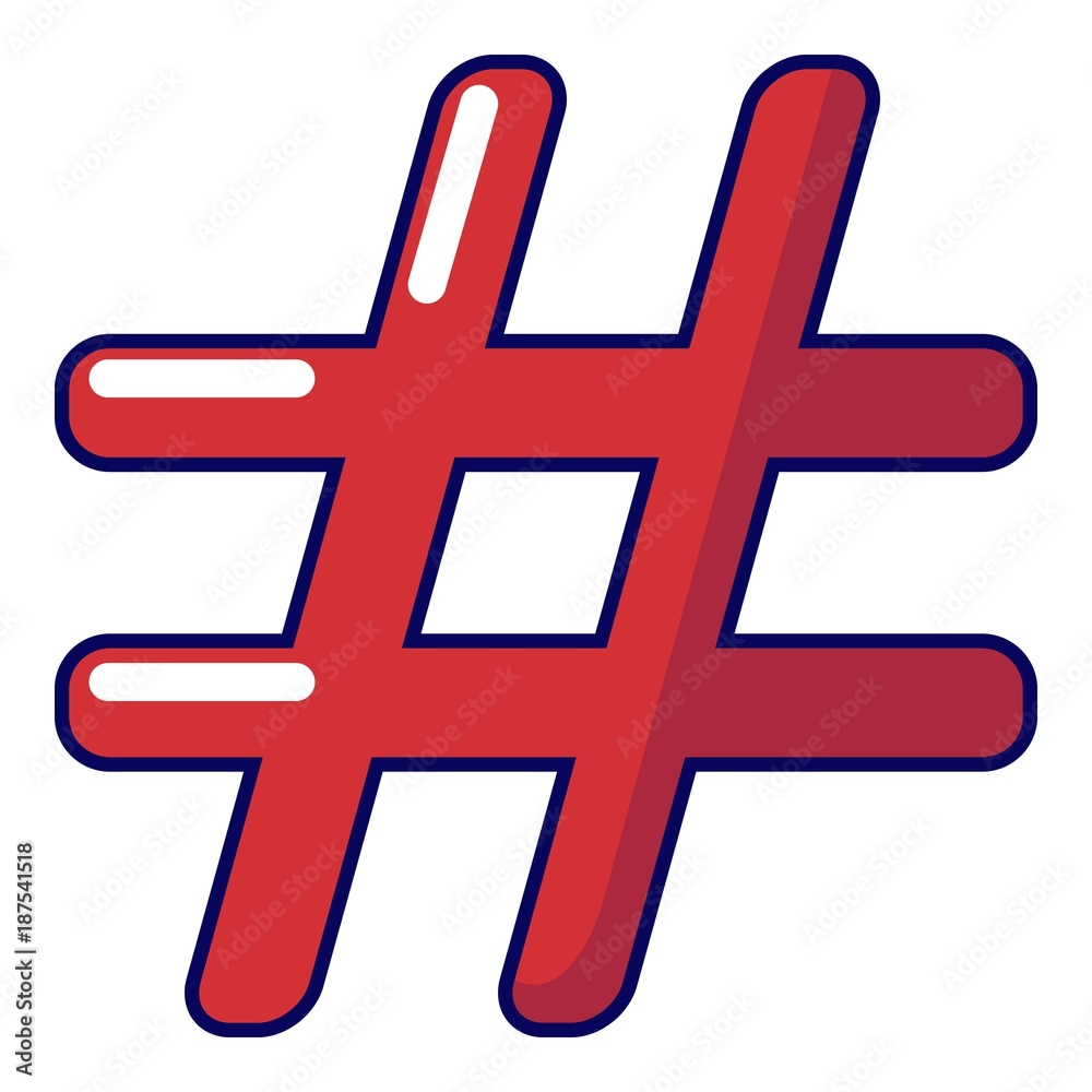 Obraz premium Hashtag icon, cartoon style