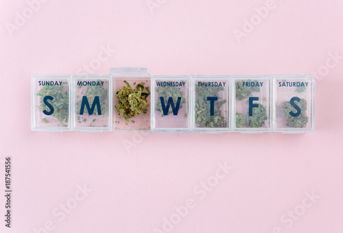 1 week pill box filled with marijuana for microdosing