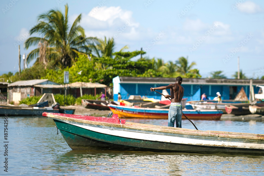 Old wooden boats in Jamaica shore