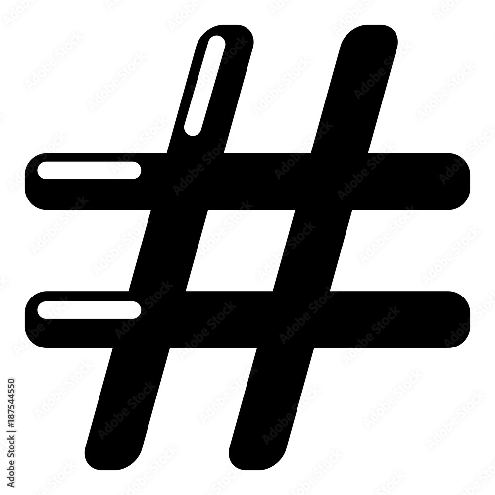 Obraz premium Hashtag icon, simple black style