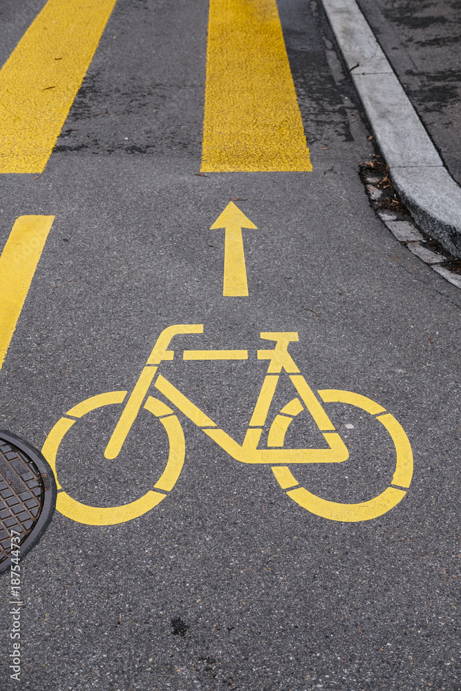 Bicycle marking on the road Bicycle marking on the road