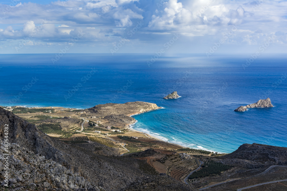 Beautiful greek seascape. East Crete. Xerokampos beaches.