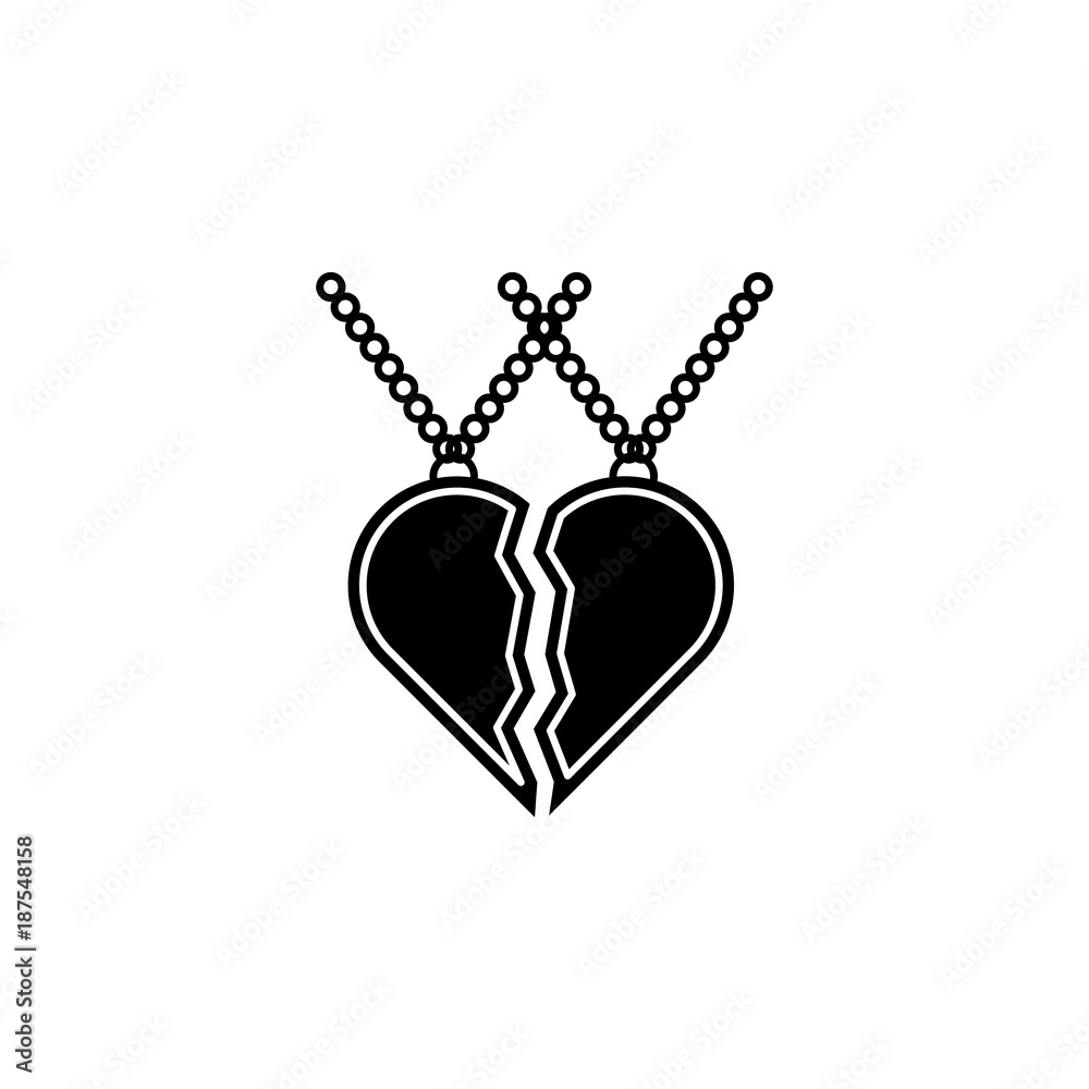 two halves of a heart on a chain icon. Jewelry Icon. Premium quality graphic design. Signs, outline symbols collection, simple icon for websites, web design, mobile app two halves of a heart on a chain icon. Jewelry Icon. Premium quality graphic design. Signs, outline symbols collection, simple icon for websites, web design, mobile app