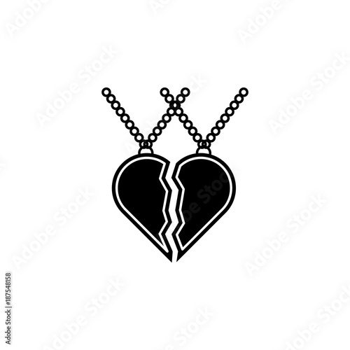 two halves of a heart on a chain icon. Jewelry Icon. Premium quality graphic design. Signs, outline symbols collection, simple icon for websites, web design, mobile app