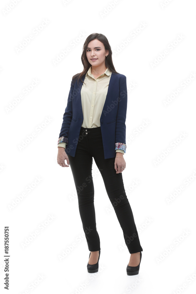 Woman stand and smile, isolated on white background. Woman stand and smile, isolated on white background.