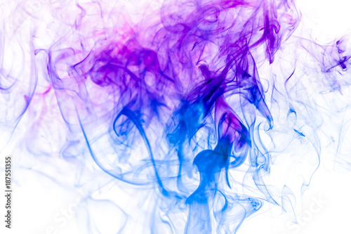 Colored smoke on white background