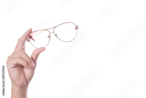 Hand holding vintage glasses