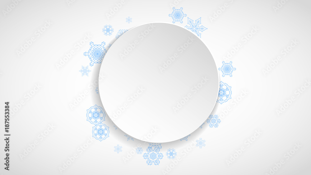 Snow paper banner with blue snowflakes. Horizontal Christmas and New Year design for party invitation, banner, sale. Winter window. Magic crystal flakes. Stylish snow paper banner for celebration. Snow paper banner with blue snowflakes. Horizontal Christmas and New Year design for party invitation, banner, sale. Winter window. Magic crystal flakes. Stylish snow paper banner for celebration.