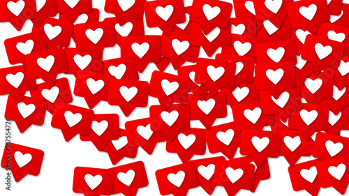 Social Media Icons. Likes, Comments and Follow Friends. Social Media 3d Background