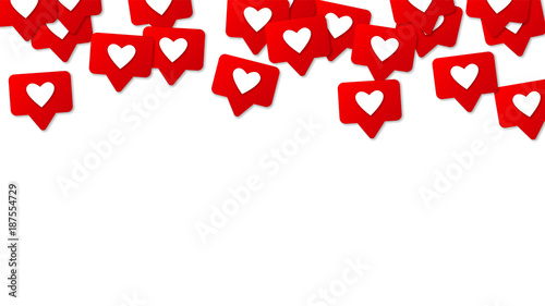 Social Media Icons. Likes, Comments and Follow Friends. Social Media 3d Background
