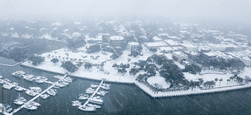 Beaufort, South Carolina during a rare snowstorm