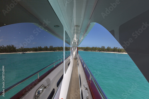 Vacation on Motor Yacht, details of Interior Luxury Yacht from Bahamas to Caribbean © ThierryDehove