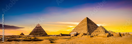 Canvas Print Great Pyramids of Giza, Egypt, at sunset