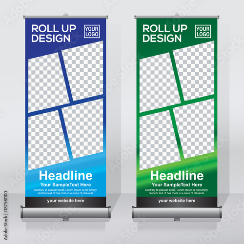 Roll up banner design template, abstract background, pull up design, modern x-banner, rectangle size.