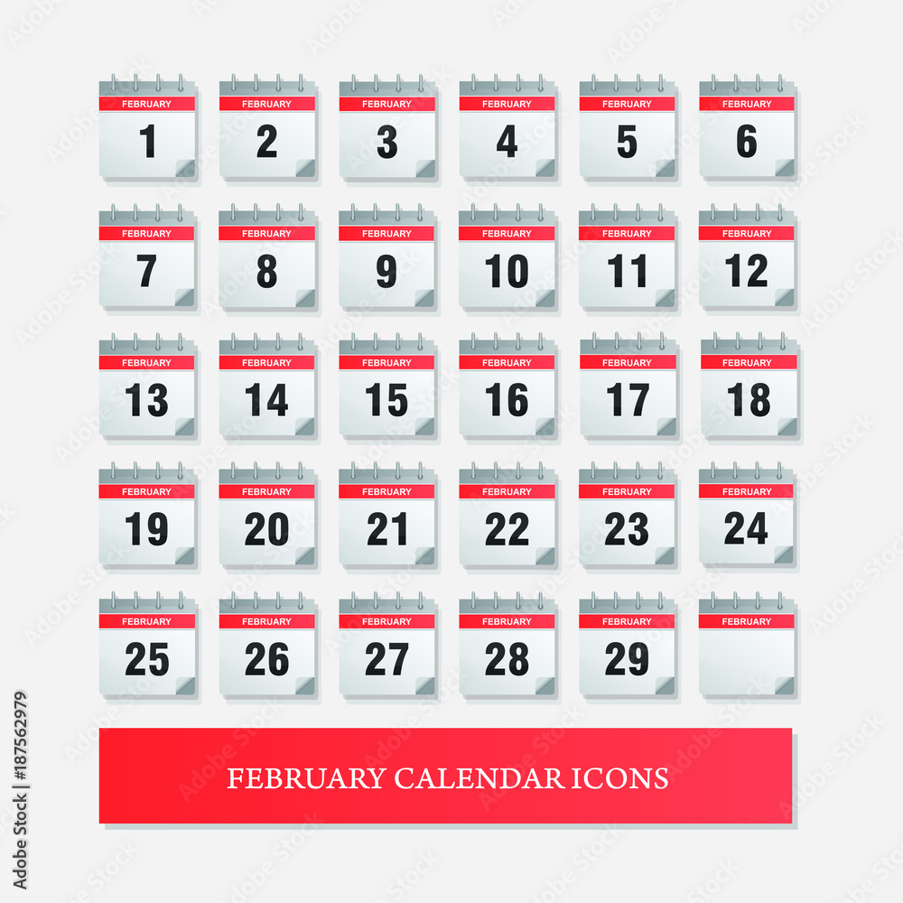Set of Calendar paper icon on white background. Set of Calendar paper icon on white background.