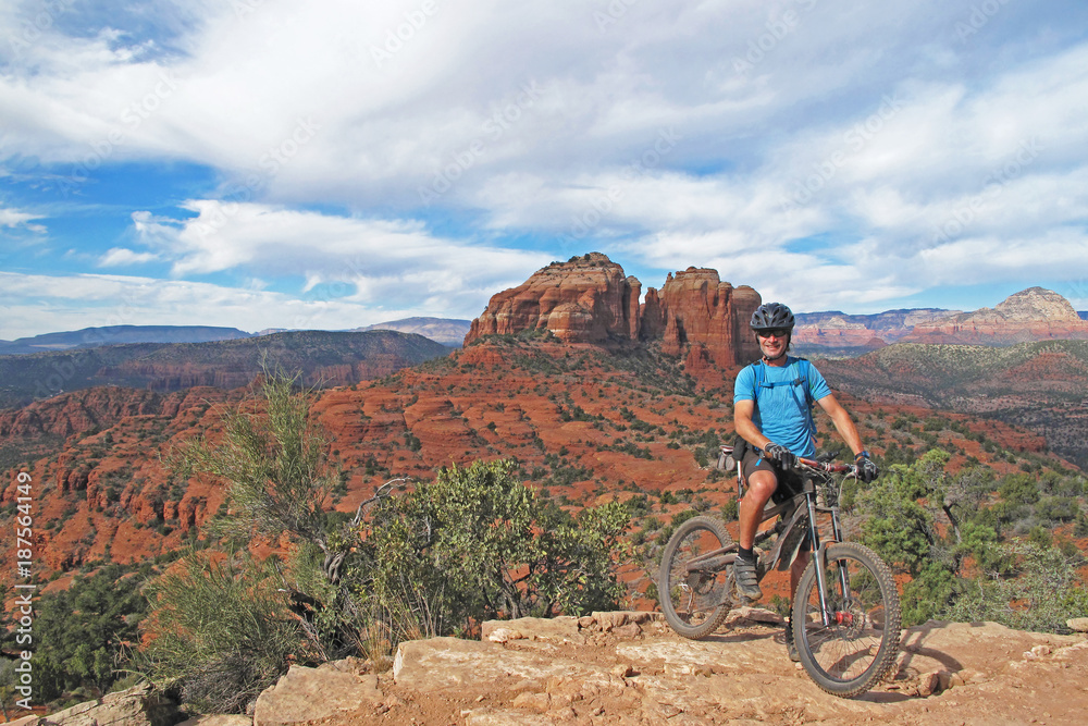 Mountain biker in the red rocks, Sedona, Arizona, USA Mountain biker in the red rocks, Sedona, Arizona, USA