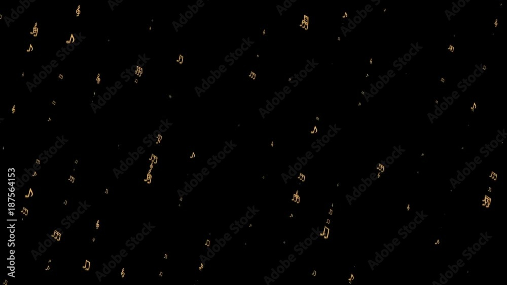 golden streams of flying notes at an angle. musical background. seamless loop. golden streams of flying notes at an angle. musical background. seamless loop.