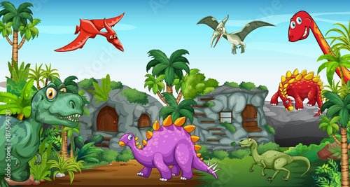 Dinosaurs in the park