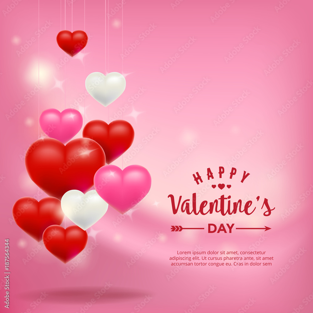 Happy Valentines Day Background Design, Wallpaper, Poster, Illustration