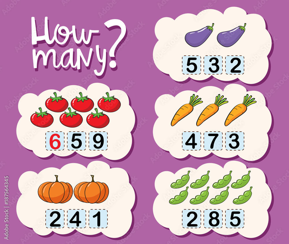 Worksheet template for counting how many