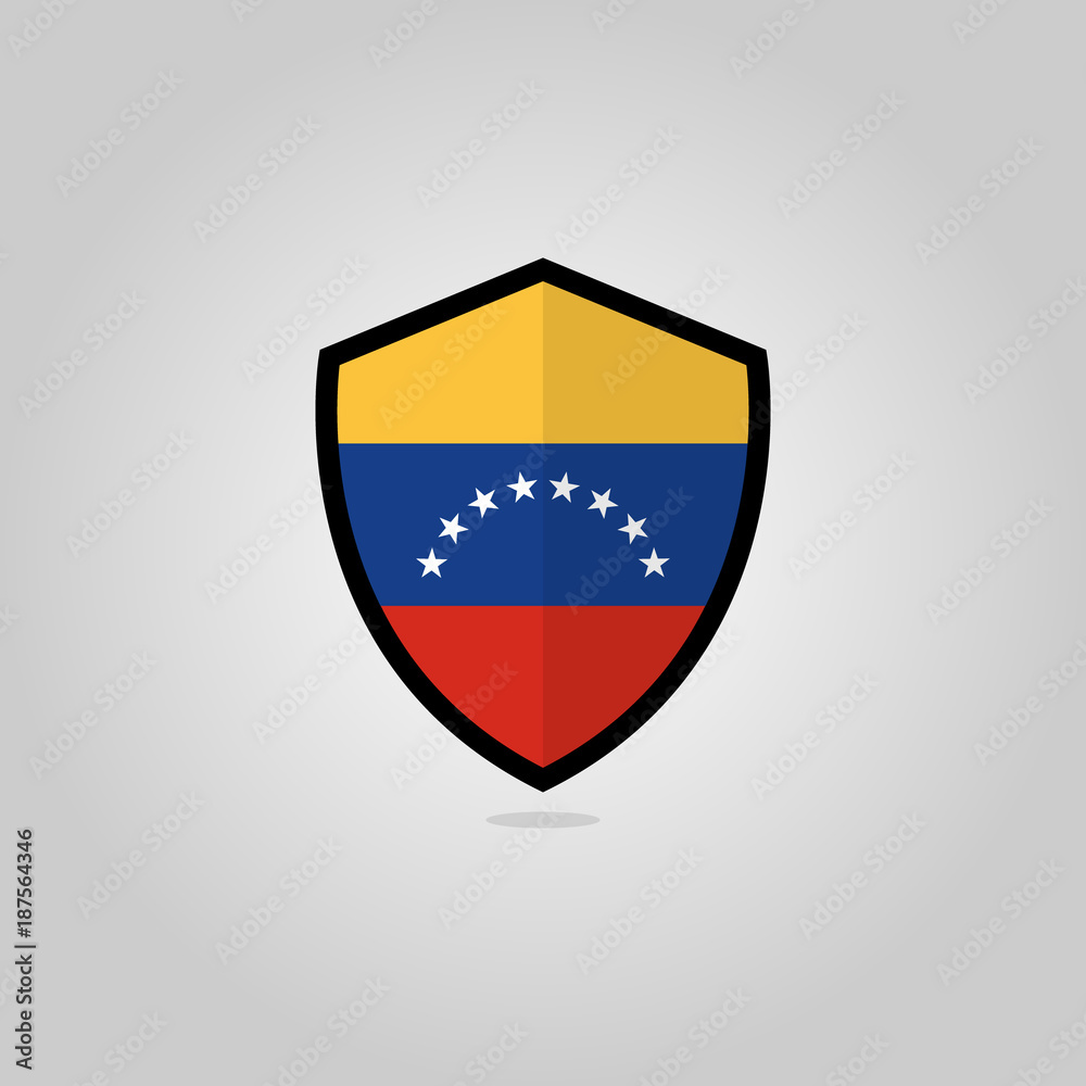Obraz premium Venezuelan Flag Flat Vector Shield Badge