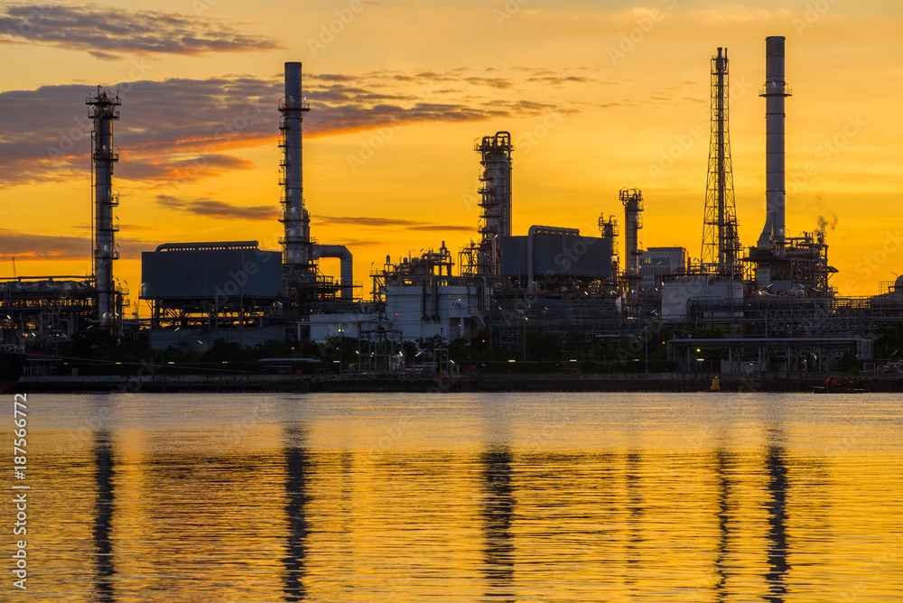 Oil refinery factory at twilight Bangkok Thailand