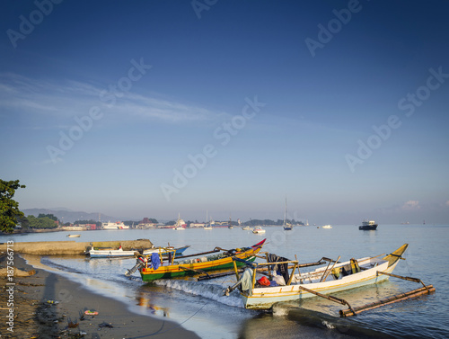 traditional fishing boats on dili beach in east timor leste
