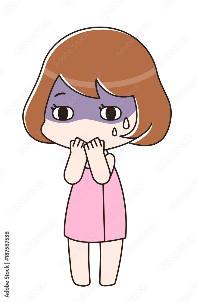 バスタオルを巻いてショックを受けている女性 バスタオルを巻いてショックを受けている女性