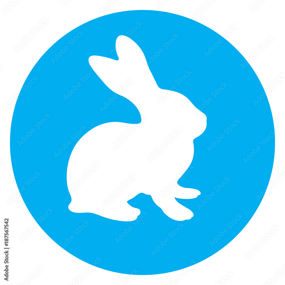 vector illustration white rabbit in blue circle vector illustration white rabbit in blue circle