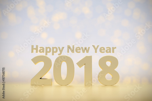 2018 happy new year text ,3d rendering