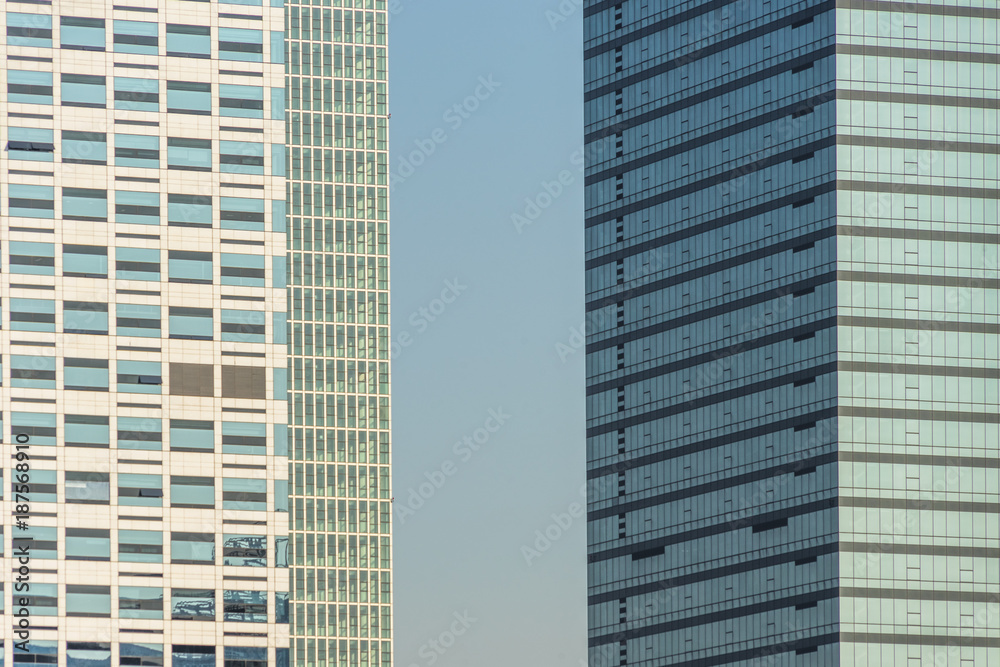 Close-Up of Modern Office Buildings in city of China. Close-Up of Modern Office Buildings in city of China.