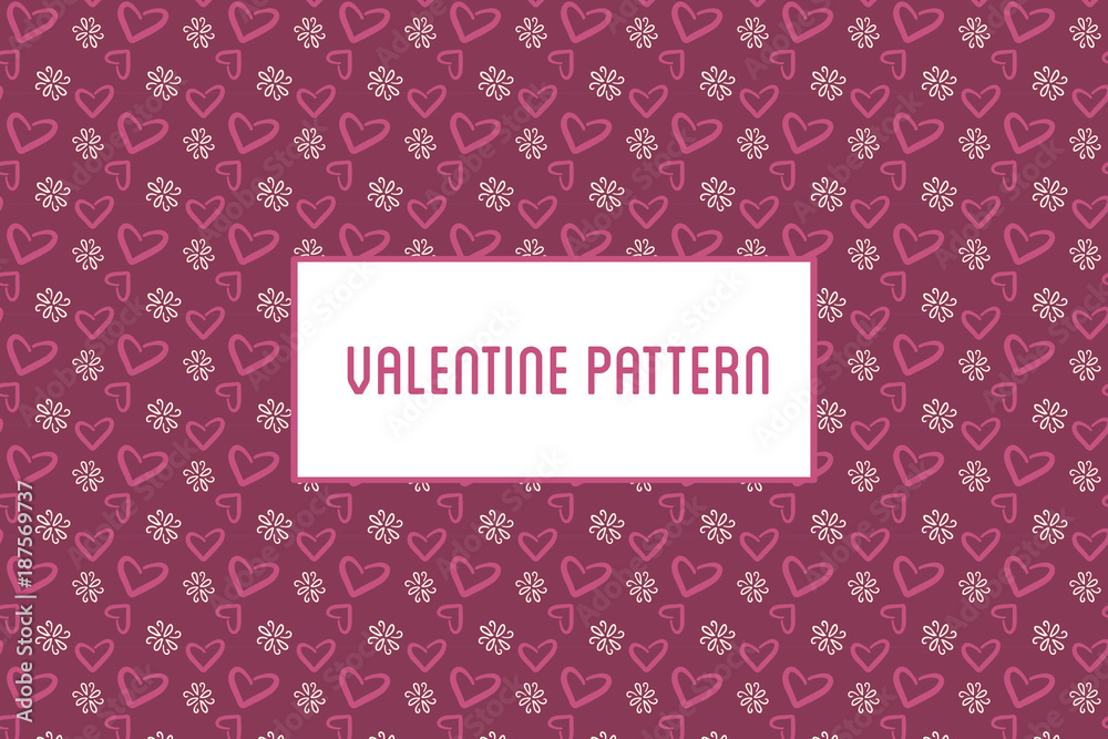 Vector hearts and flowers pattern. Design of hand drawn objects for St. Valentine's day, wedding Vector hearts and flowers pattern. Design of hand drawn objects for St. Valentine's day, wedding