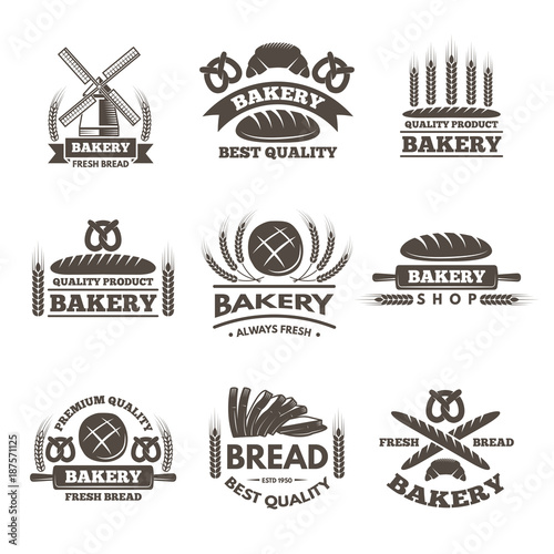 Vintage bakery labels set. Logo template in vector style