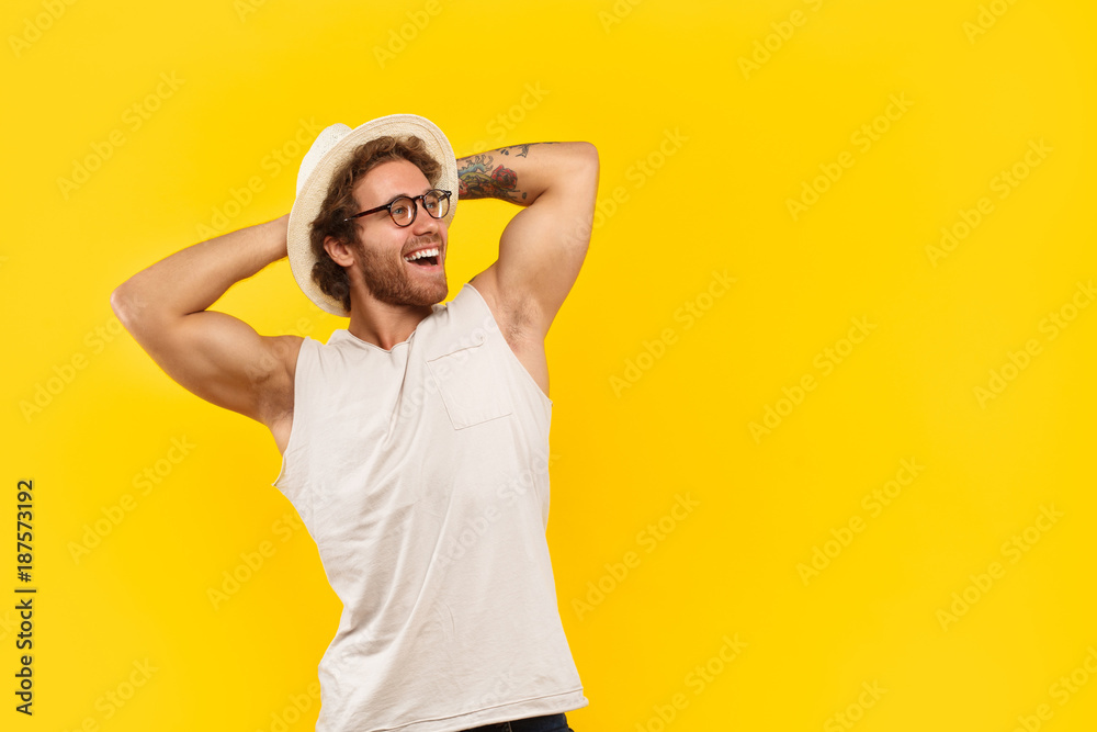 Happy man in hat