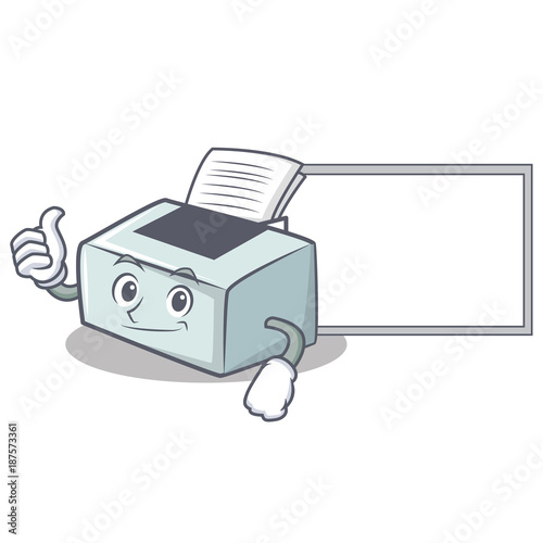 Thumbs up with board printer character cartoon style