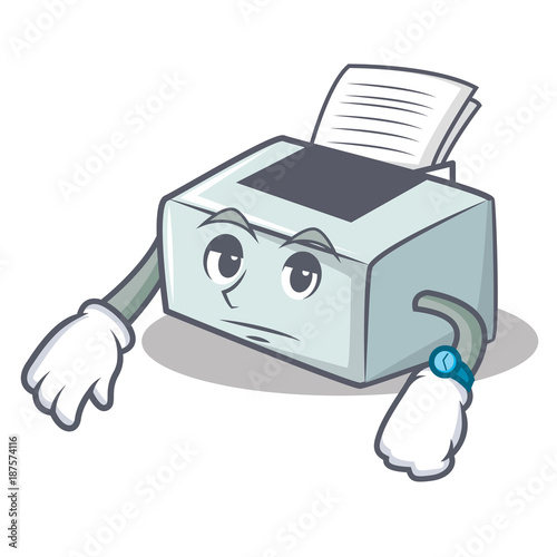 Waiting printer mascot cartoon style