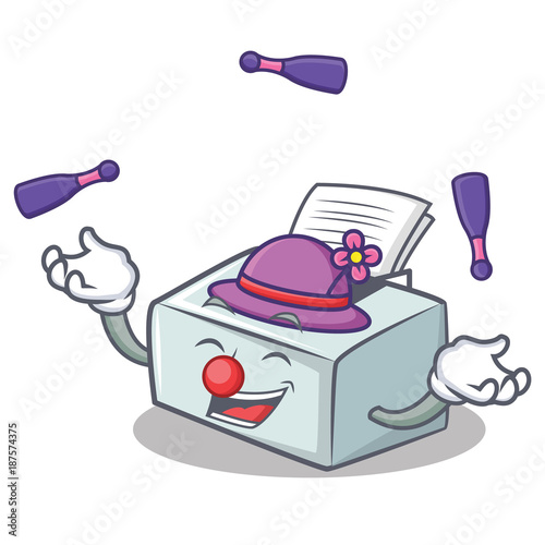 Juggling printer mascot cartoon style