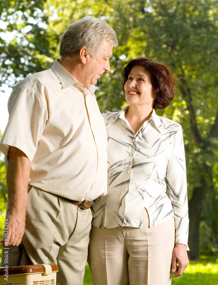 Fototapeta premium Happy senior couple walking outdoor