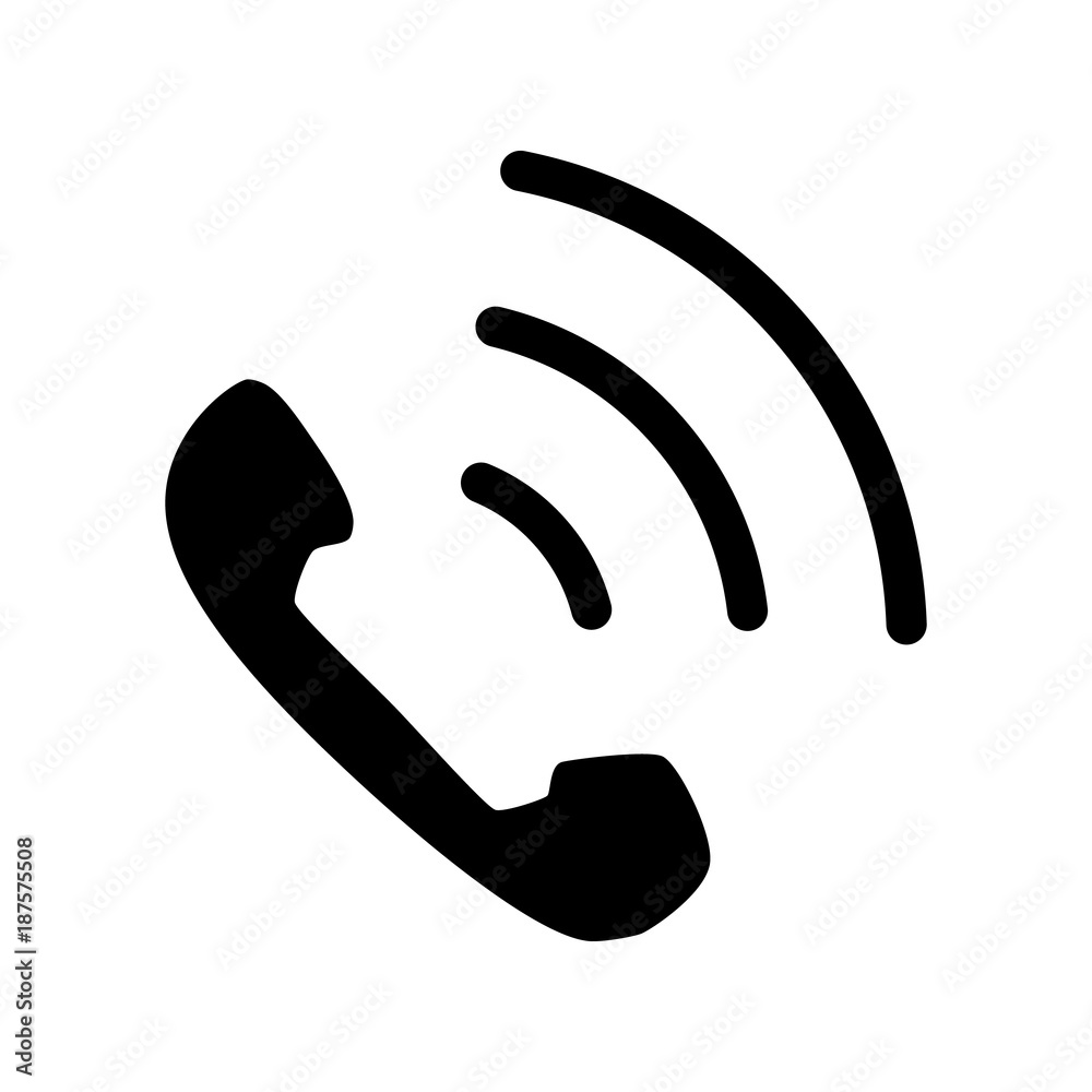 Phone icon in trendy flat style isolated on grey background. Handset icon with waves. Telephone symbol for your design, logo, UI. Vector illustration, EPS10.