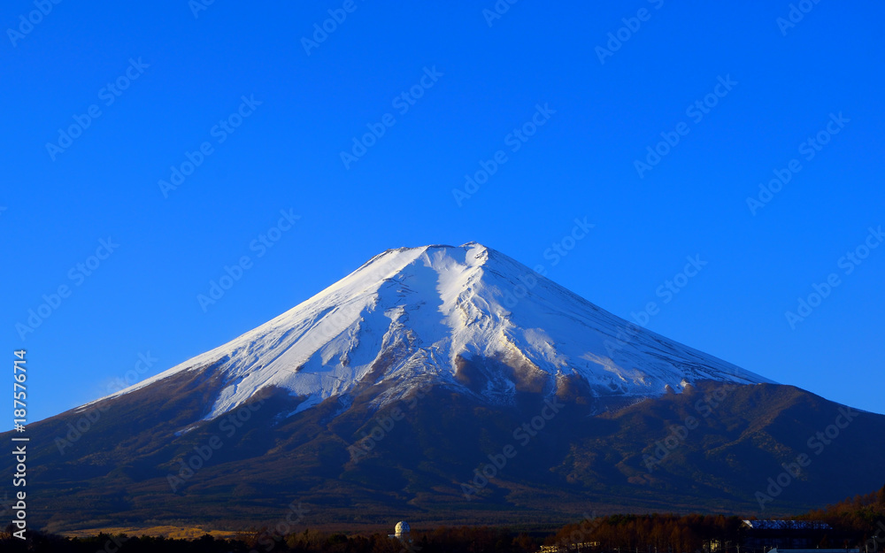 Mt.Fuji of the blue sky of winter from Fujiyoshida City,Japan 01/10/2018