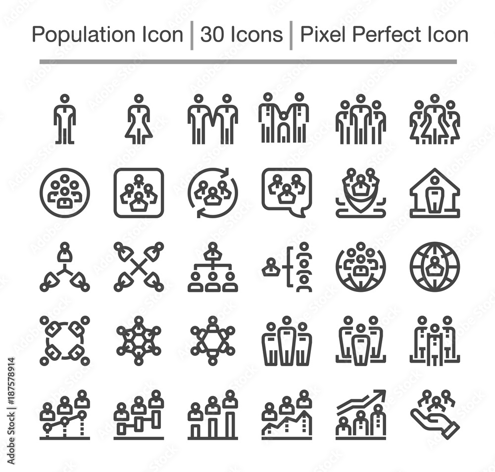 population line icon,editable stroke,pixel perfect icon population line icon,editable stroke,pixel perfect icon