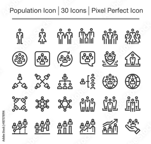 population line icon,editable stroke,pixel perfect icon
