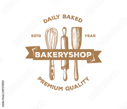 vintage bakery pastry logo design set