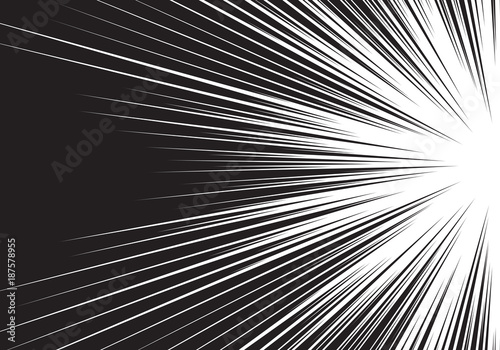 Abstract radial black line zoom speed light side on white for comic cartoon background vector illustration.