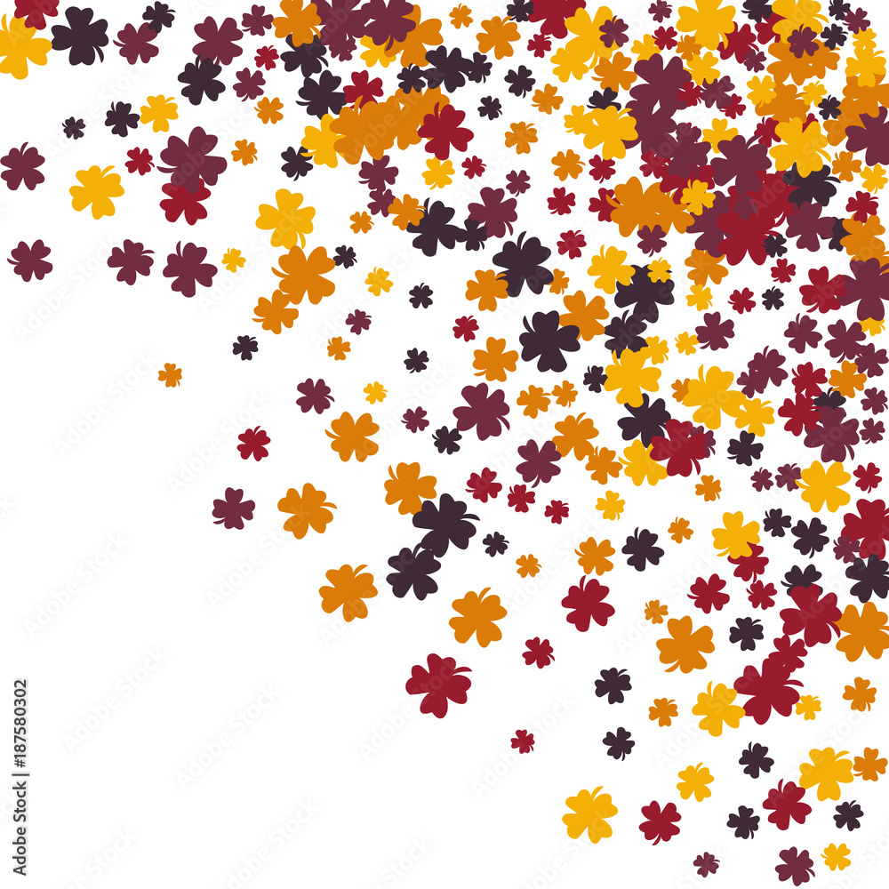 Vector Confetti Background Pattern. Element of design. Clover leaves on a white background Vector Confetti Background Pattern. Element of design. Clover leaves on a white background
