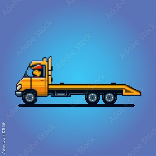 Empty Tow truck pixel art vector illustration